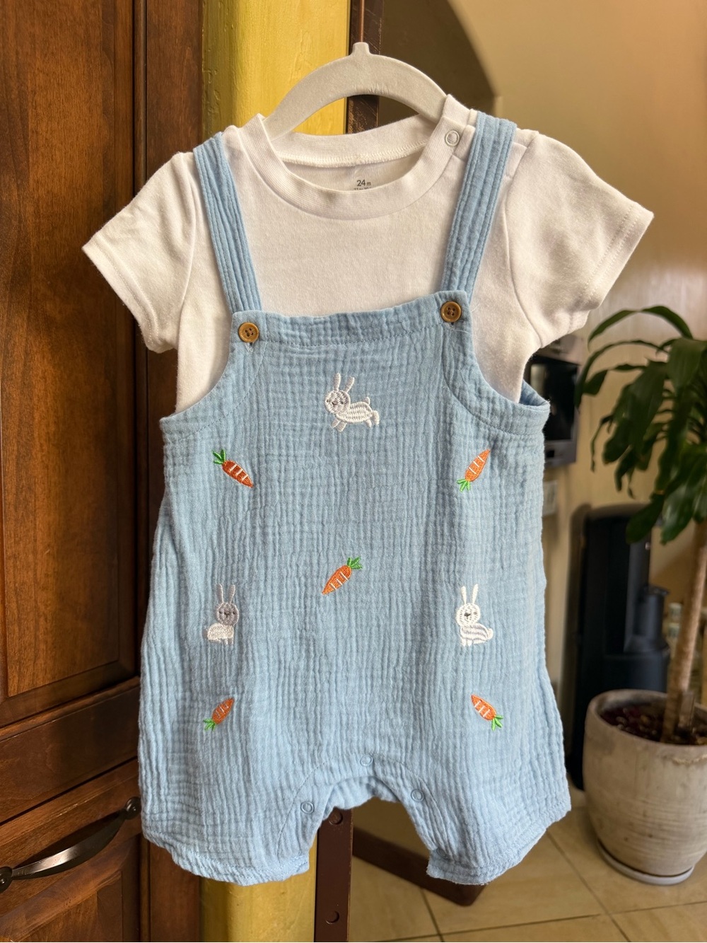 Baby Starters Light Blue Embroidered Overalls